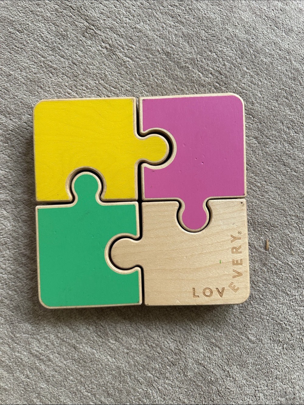 Lovevery Kids Chunky Wooden Puzzle - Pink, Yellow, Green, Natural